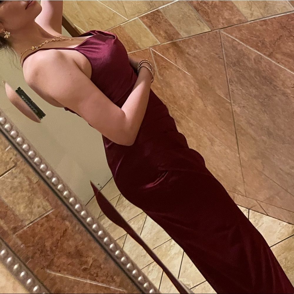 silk magenta prom dress